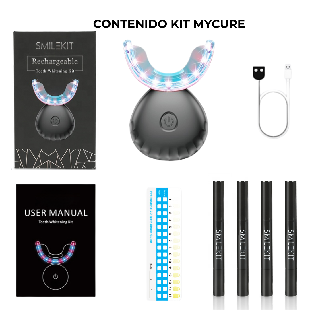 MyCureDerm® OralWhite LED Kit  Sistema de blanqueamiento dental con luz LED – Fórmula suave